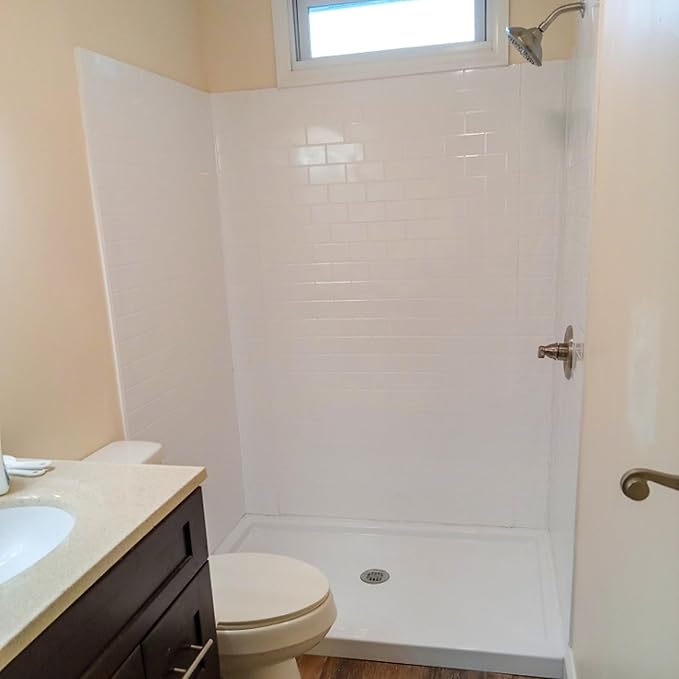 From Plain To Beautiful In Hours 133-WT-SUB-KIT Subway Tub and Shower Wall Panels Surround, Gloss White, 96 Square Feet