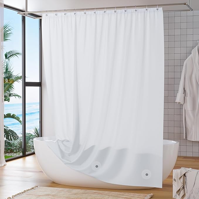 Titanker White Shower Curtain Liner 72 x 78 Long Plastic Shower Liner PEVA Shower Curtain with Liner for Bathroom, Waterproof Lightweight Shower Liner with Magnets and Rustproof Metal Grommet Holes