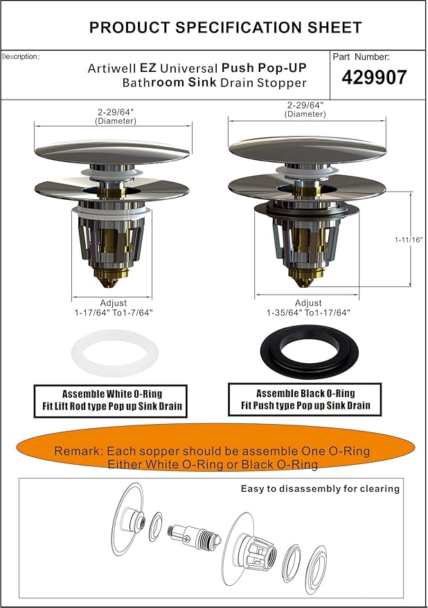 Artiwell Universal Bathroom Sink Drain Stopper, Fits Most Pop-Up Drains for Vessel Sink Lavatory Vanity, Sink Drain Strainer with Detachable Hair Catcher, Tested by Plumber in US (Champagne Bronze)
