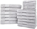 Hencely 18-Piece Bath Towel Set - High Absorbency, Quick Drying - 100% Soft Turkish Cotton - 6 Bath Towels, 6 Hand Towels, 6 Washcloths - Bathroom, Home, Hotel, Spa, and Gym - 18-Pack Silver