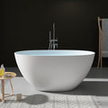 SJ STAR&JANE 51" Solid Surface Freestanding Bathtub, Stone Resin Oval Soaking Tub, Matte White，with Pop-up Drain & Overflow