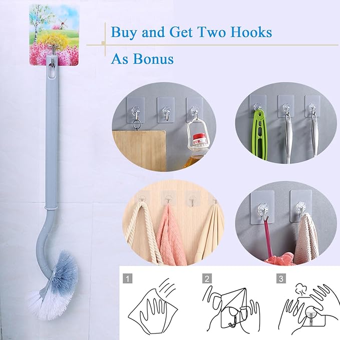 2 Pack Curved Toilet Bowl Brush Without Holder for Bathroom, Compact Toilet Brush Durable Under The Rim Household Deep Cleaning Brushes (White Toilet Brush Without Holder)