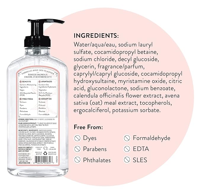 J.R. Watkins Gel Hand Soap, 3 Pack of 11 Fl Oz, Grapefruit