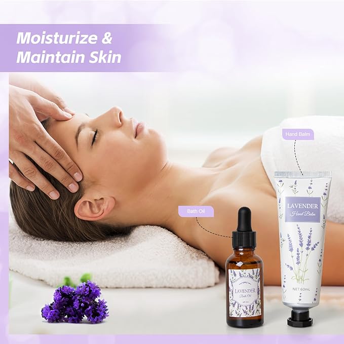 Lavender Spa Gifts Set, 11 Pcs Bath Gift Set for Women, Relaxing Spa Gifts, Home Spa Products, Birthday Gifts for Women Valentine's Day