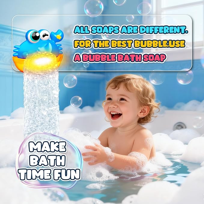 Bath Toys for Kids Ages 1-3,Light Up Baby Bath Toys Crab Bubble Maker with Colourful Light Toddler Bathtub Birthday Gifts Christmas Stocking Stuffers for Boys Girls Aged 1-3 2-4 3-5