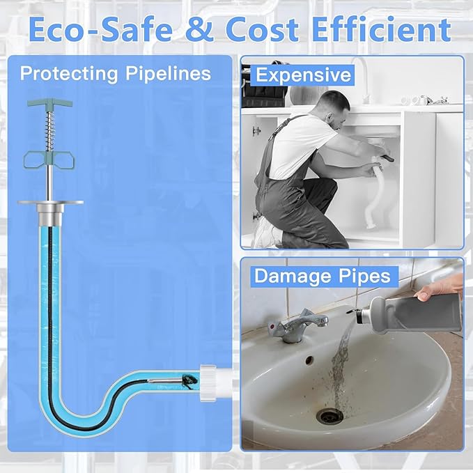 Drain Snake 61 Inch Flexible Claw Grabber Tool with 4 Claws Bendable Hose - Flexible Grabber Claw Pick Up Reacher Tool for Clogged Drains Opener Cleaning
