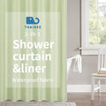 2-in-1 Waterproof Long Fabric Shower Curtain or Liner,Linen Textured,78 Inch Breathable TPU & Washable Bathroom Shower Curtain Set with 12 Plastic Hooks,Modern,72"x78",Green