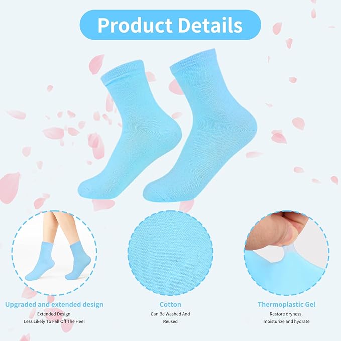 Gel Socks for Dry Cracked Feet Women,Foot Moisturizing Socks,Gel Socks Spa Socks,Cotton Socks for Moisturizing Feet Overnight