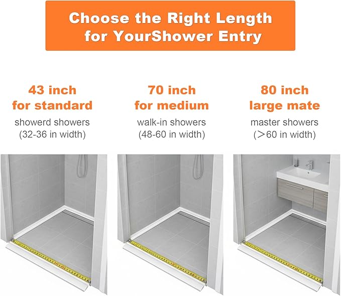 3.8'' High Shower Threshold Water Dam Collapsible Shower Water Splash Guard for Shower Water Blocker for Wet and Dry Separation Bathroom and Kitchen (43 Inch)