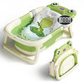 Baby Bathtub, Collapsible Newborn Bathtub for Infant to Toddler 0-24 Months with Soft Cushion and Thermometer,Portable Travel Newborn Tub with No-Slip Feet, Baby Shower Gifts,Green