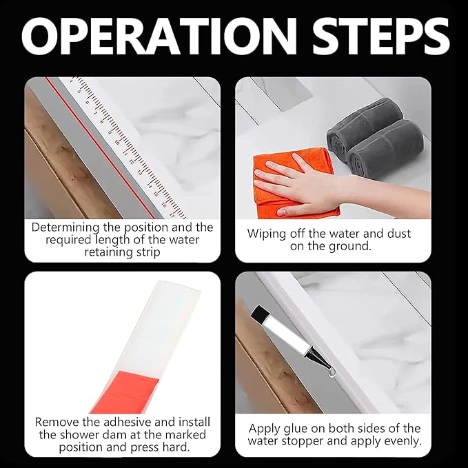 Raycity Collapsible Shower Threshold Water Dam Barrier,Shower Door and Kitchen Water Strip Dam Shower Guard for Dry And Wet Separation Caulk Seal Strip Edge Trim(67Inches/Transparent)