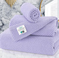 VOOVA & MOVAS Towels for Bathroom, 100% Cotton | Quick Dry | Soft | Thick | Large, 3 Piece Towel Set, 1 Large Bath 30"x56", 1 Hand 18"x28", 1 Wash Cloth 13" x 13", Bathroom Essentials, Lilac | Purple