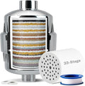 iSpring 33-Stage High Output Universal Shower Filter SF2S with Replaceable Cartridge, Better Skin, Softer Hair, and Stronger Nails, Chrome