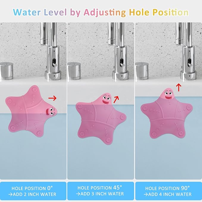Bathtub Overflow Drain Cover, Silicone Tub Overflow Drain Cover, Soak Bathtub Drain Cover Stopper with Suction Cups, Cute Bathroom Spa Accessories Adds Inches of Water for Deeper Bath (Pink)