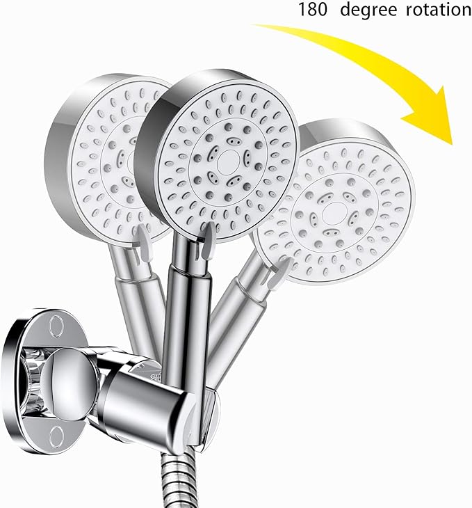 Shower Head Holder Wall Mounted, Screw Mounted Shower Spray Holder, Adjustable Handheld Shower Head Bracket, Shower Holder for Universal Wall Bathroom with Wall Anchors and Screws (Chrome Polished)