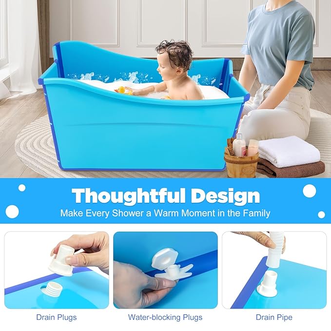 Large Size Portable Ice Bath Tub, Both at Home and On The Go for Toddler Teenager Twins Pets and Small Adults