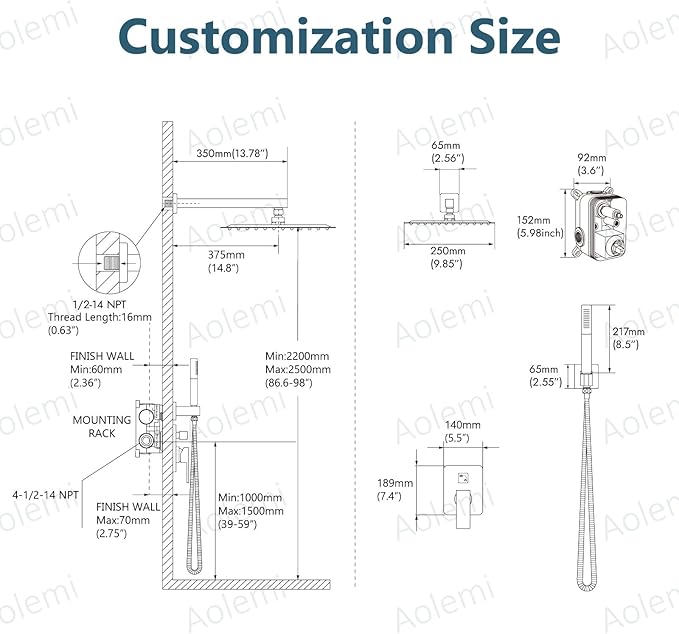 Aolemi Shower Faucet Set, High Pressure Shower System with 2-in-1 Handheld Sprayer, Wall Mount Fixture Combo with Rough-in Valve, 10 Inch Shower Head, Oil Rubbed Bronze
