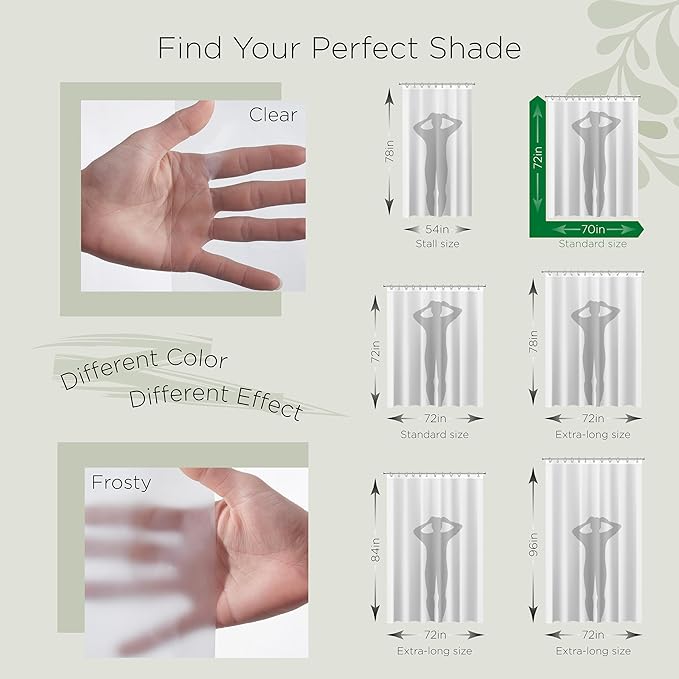 Stitch & Stone Shower Curtain Liner, Premium Lightweight Durable Waterproof 4g PEVA for Bathroom with Weighted Magnets, Standard Size 70" x 72" Clear 1 Pack