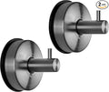 YOHOM Suction Cup Hooks - Black Stainless Steel Window and Shower Towel Hooks - Holds 2 Pcs