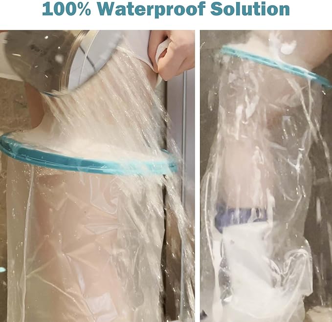 Cast Covers for Shower Leg, Waterproof Cast Cover for Showering, Cast Protector for Shower Adult, Shower Boots for Foot after Surgery, Full Leg, Thigh (Diameter - 9.8") Extra Long - Large
