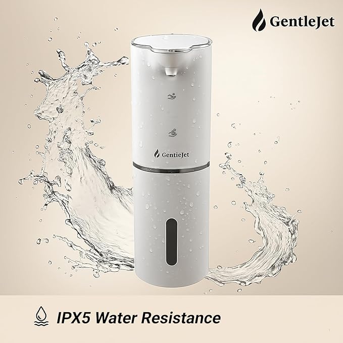 JetFoam Automatic Foam Soap Dispenser - Touchless Electric Soap Dispenser, USB-C Rechargeable, Adjustable Foam Levels, 10 oz Countertop Hands-Free Soap Pump for Bathroom & Kitchen (White)