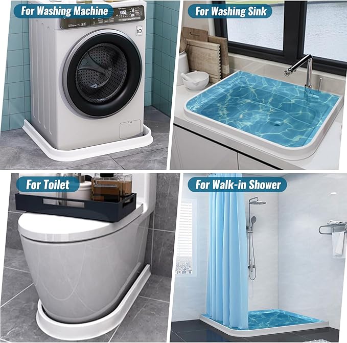 3" High Shower Threshold Water Dam 39" Long Collapsible Shower Water Splash Guard Self-adhesive Shower Barrier Bath Water Stopper To Keep Dry and Wet Separation Bathroom Kitchen (3.3Ft)
