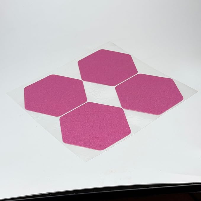 S&X 24 Pcs Non Slip Bathtub Stickers (Large 4.7" Hexagon), Oversized Anti Slip Shower Treads with Scraper, High Traction Grit Safety Bath Decals for Tub Floor, Stairs - Waterproof & Durable(Purple)
