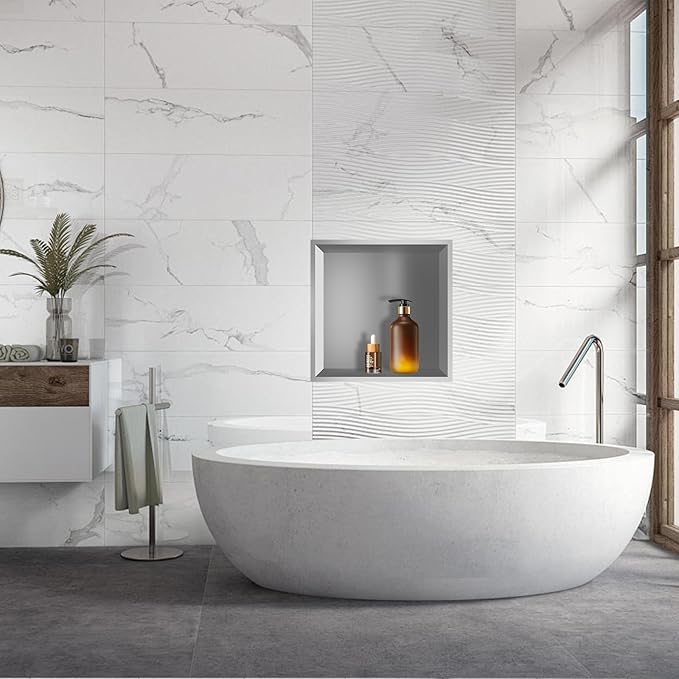12" X 12" Shower Niche Insert Tile Ready, Niche for Shower Wall, Stainless Steel Recessed Shelf No Tile Needed for Bathroom Storage, Brushed Nickel
