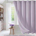 MitoVilla No Hooks Needed Purple Waffle Shower Curtain Liner Set, Modern Waffle Weave Heavy Duty Fabric Cloth Shower Curtain with Snap-in Liner for Luxury Neutral Hotel Spa Bathroom Decor