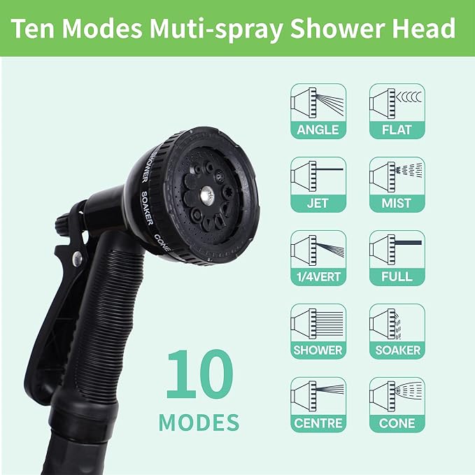 1.3 Gallon/5L Portable Outdoor Shower, 10 Spray Modes, No Power Needed, Insulated Sleeve Keeps Water Warm, Multi-Use Sprayer for Camping, Beach & Surfing, Fishing, Hiking, Road Trips, White