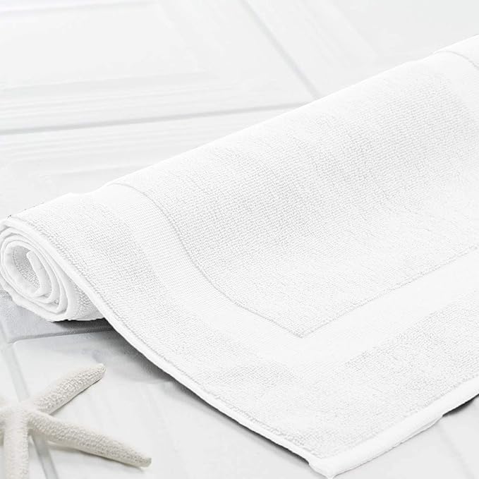 DAN RIVER Classic Cotton Bath Mats Set of 2 – Not a Bathroom Rug, Ultra Soft, Highly Absorbent & Machine Washable Bath Mat Towel for Bathroom Floor Mat – Durable, Quick-Dry, 21x34 Inches, White