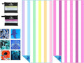2 Pack Microfiber Lightweight Thin Beach Towel Sand Free Quick Dry Super Absorbent Large Towels for Swimming Pool Yoga Gym Travel Vacation Beach Accessories Essentials Stripes