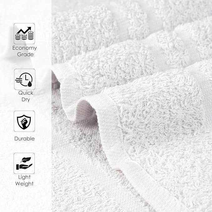 Hand Towels (Pack of 40) - White Economy Salon & Spa Towels - 100% Cotton, Highly Absorbable, 16 x 27 Inches