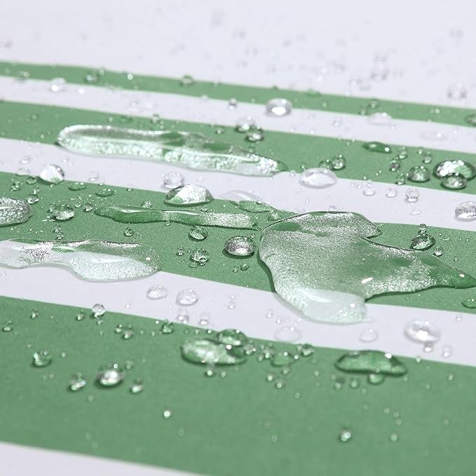 Green and White Striped Shower Curtain 72x78 Inches, Waterproof Fabric with Modern Gradient Lines, 12 Rustproof Grommets & Weighted Hem