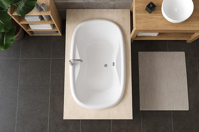 Carver Tubs - TOD6841 - Modern Acrylic Fiberglass Whirlpool Tub Water Massage Bathtub, w/ 12 Jet - White Acrylic Spacious Two Person Oval Tub - Deep Relaxing Soak - 68"L x 41"W x 20"H