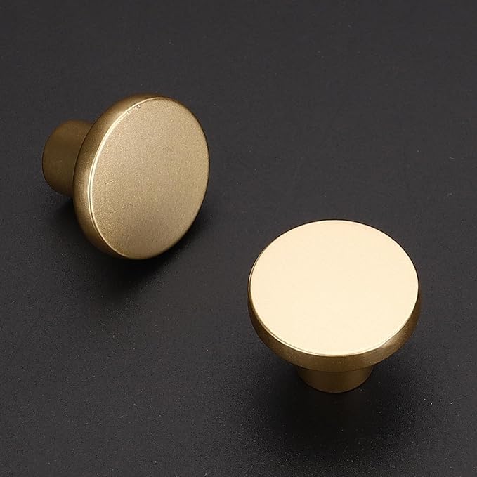 Ravinte 5 Pack Cabinet Knobs Sandy Gold Kitchen Cabinet Knobs Round Dresser Drawer Pulls Closet Door Pulls 1-1/5 Inch