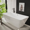 66 Inch Large Acrylic Freestanding Soaking Tub – Modern Bathtub with Ergonomic Backrest, Glossy White Finish, Includes Drain & Overflow, Luxury Stand Alone Tub for Spa-Like Bathrooms