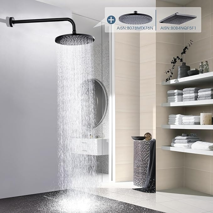 BRIGHT SHOWERS 16-Inch Shower Head Extension Arm with Flange, L Shaped Shower Extender, Extra-Long Stainless Steel Shower Pipe, Oil-Rubbed Bronze