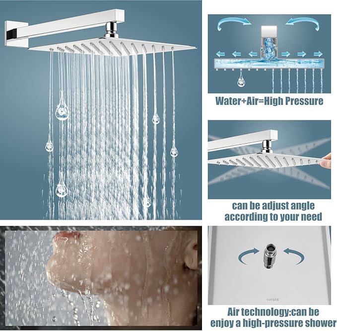 Aolemi Shower Faucet Set Rain Shower System with Handheld Spray Bathroom Shower Combo Rough-in Valve and Shower Trim Kit Included Polish Chrome 12 Inch Wall Mount Shower Head