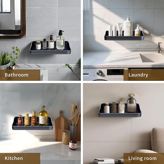 Luxury Shower Caddy, Rustproof Metal Large Capacity Bathroom Shelves for Storage, Adhesive or Drill Mounting for Kitchen Holder & Organizer (1 Pack)