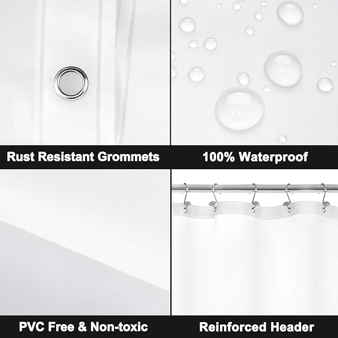 Barossa Design Clawfoot Tub Shower Curtain with 12 Magnets - 36 Metal Hooks Included, 180" W x 70" H Wrap Around, Waterproof PEVA, Metal Grommets - Frosted, 180x70