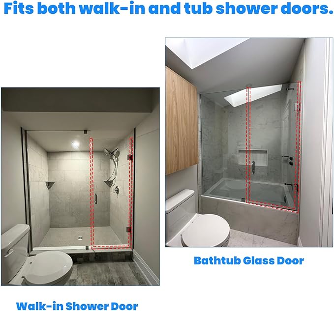 Shower Door Seal Strips – Includes 1 PC 36" Bottom Seal and 2 PCs 80" Side Seals for 3/8" (10mm) Glass – Ultra Clear Polycarbonate Shower Door Sweep and Side Seals Kit