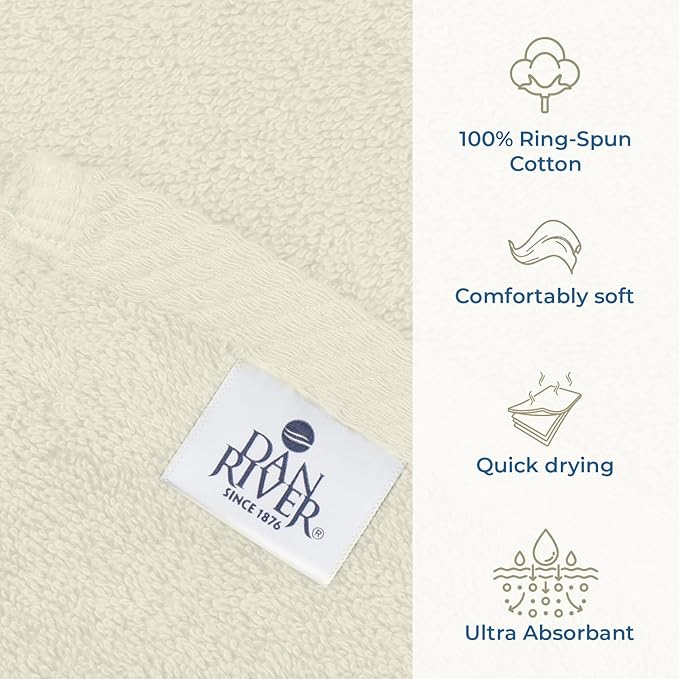 DAN RIVER Pack of 1 Bath Sheet 40x80 Inches, Extra Large Quick Dry Bath Towels, Hotel Collection Towels for Adults - Ivory