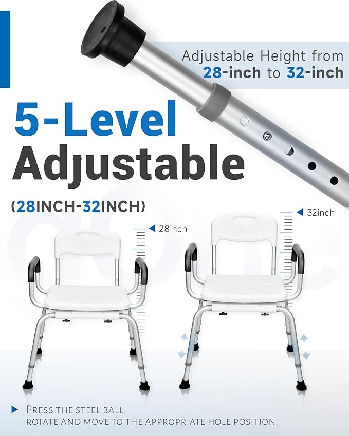 Sangohe Shower Chair for Inside Shower - 360⁰ Swivel Shower Chair - Heavy Duty Shower Seat with Back - Shower Chair for Bathtub with Arms for Handicap - Shower Seats for Elderly, 788A