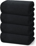 REDKISS Ultra Soft Bath Towels Set of 4-35 x 70 in Extra Large Coral Fleece Bath Towel, Highly Absorbent Plush Bathroom Towels for Adults, Quick Dry Towel Set for Spa, Gym, Travel, Black