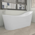 67" Freestanding Soaking Slipper Bathtub, WHALEKING Luxury Stand Alone Free Standing Deep Acrylic Tub with Chrome Overflow and Drain, Glossy White