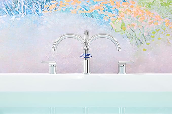 SITGES Chrome High-Arc Bathtub Faucet,Solid Brass,2-Handle Deck Mount Tub Faucet,3-Hole Roman Bath Tub Faucet Set with Valve