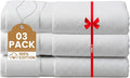 500 GSM 100% Cotton White 3-Pcs Bath Towel Set | Ultra Soft Highly Absorbent Bathroom Towels | Quick Dry Long Lasting Hotel Spa Quality for Home & Gym