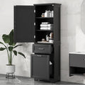 Favfurish 68" Tall Bathroom Storage Cabinet with Door and 2 Drawer,Modern Linen Cabinets w/Adjustable Shelf & Magnetic Door Stopper,Freestanding Organizer for Bath Room,Study,Office,Kitchen Black