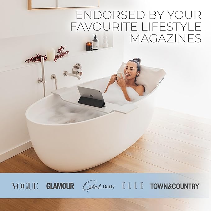 BADESOFA® Luxury Bathtub Pillow L - Large Bath Pillow for Therapeutic Neck and Back Support Quick-Drying - Washable Full Body Bath Tub Cushion - Luxury Spa Cushion in Blue